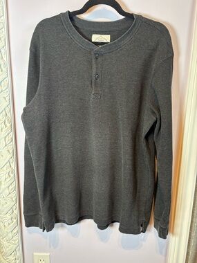 St. John's Bay Charcoal Waffle Henley Long-Sleeve Shirt Size XL